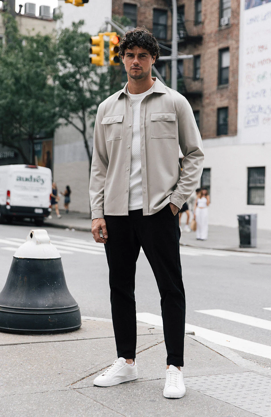 Arlington Slim Overshirt in Taupe - Image 2