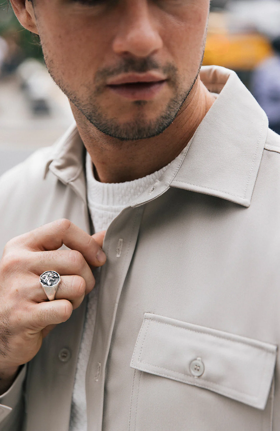Arlington Slim Overshirt in Taupe - Image 3