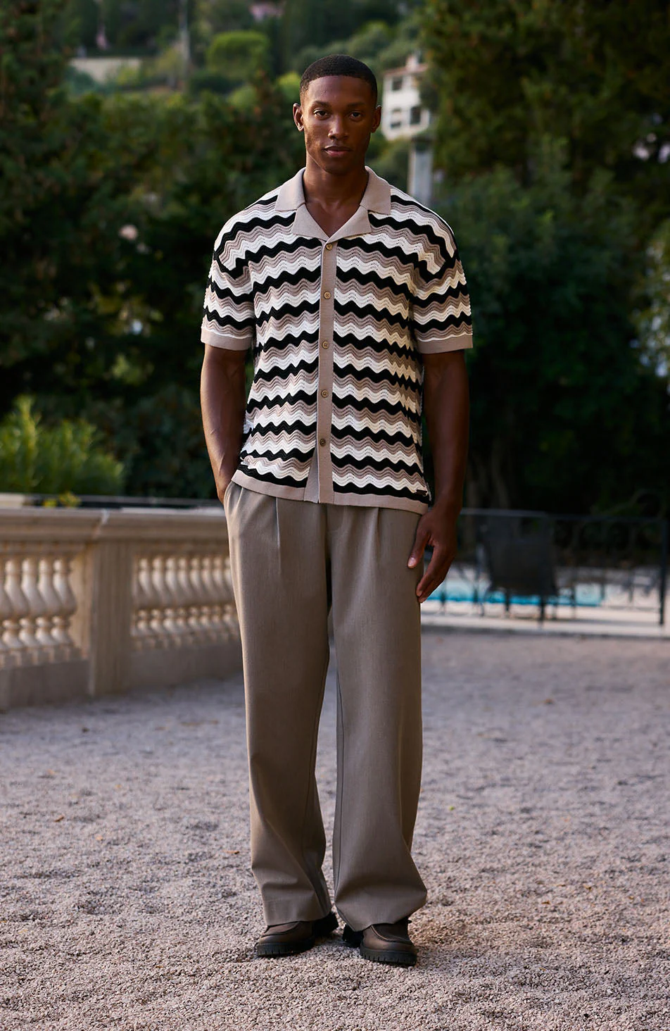 Aruba Textured Relaxed Fit Knitted Shirt in Taupe - Image 3