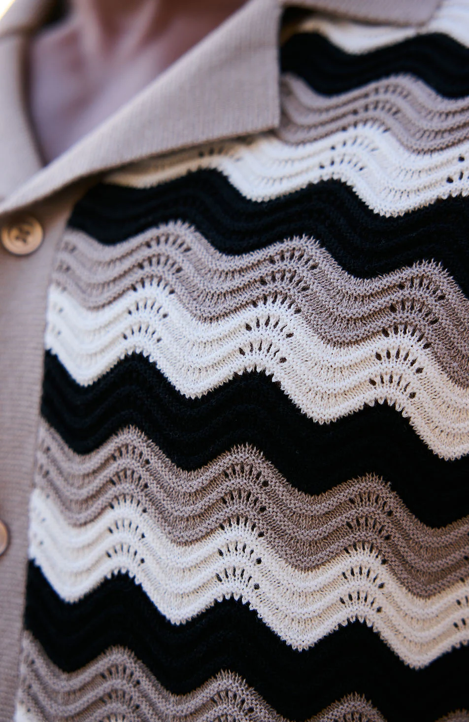 Aruba Textured Relaxed Fit Knitted Shirt in Taupe - Image 4