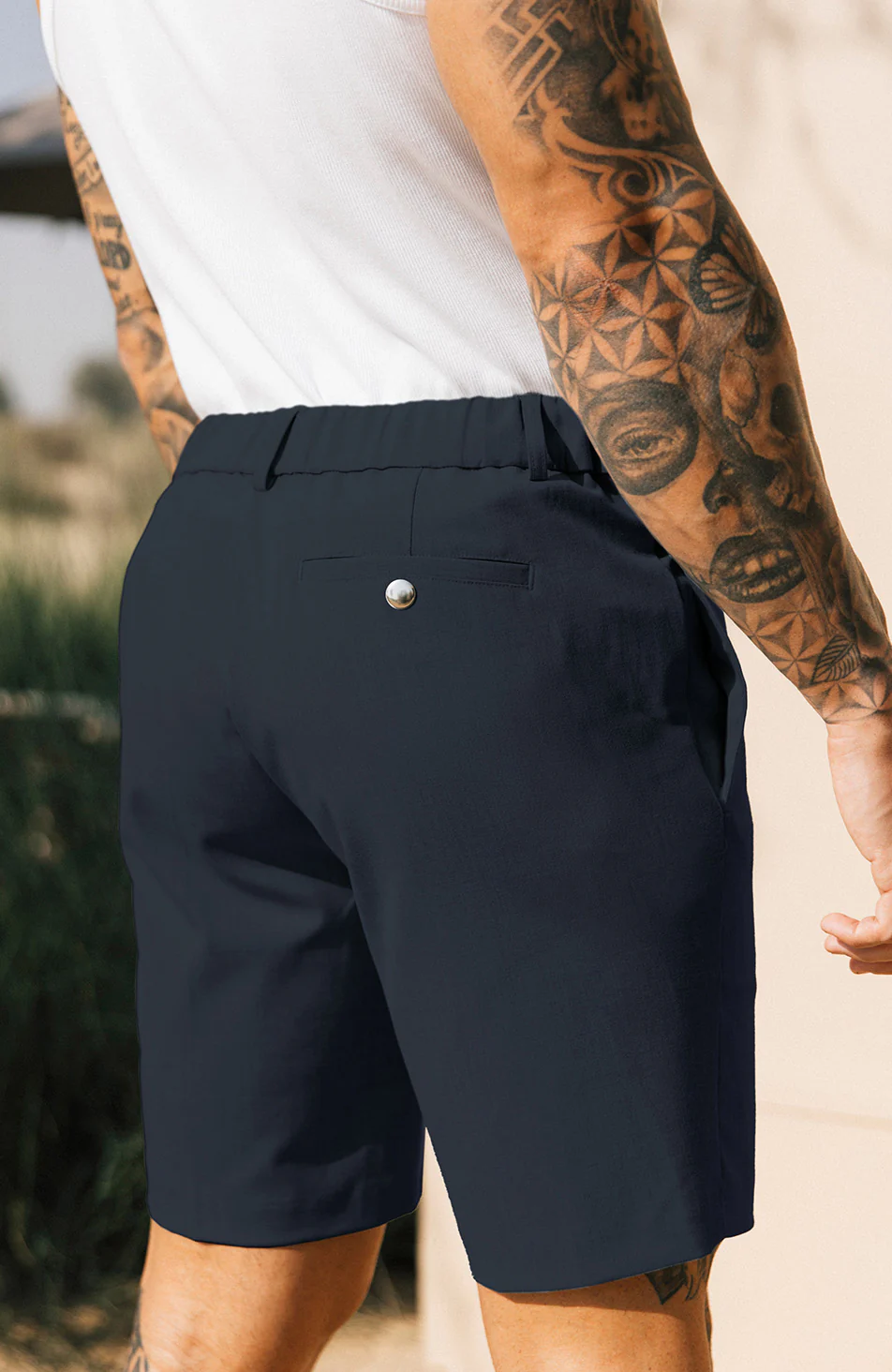 Aster Tailored Stretch Fit Short in Navy - Image 3