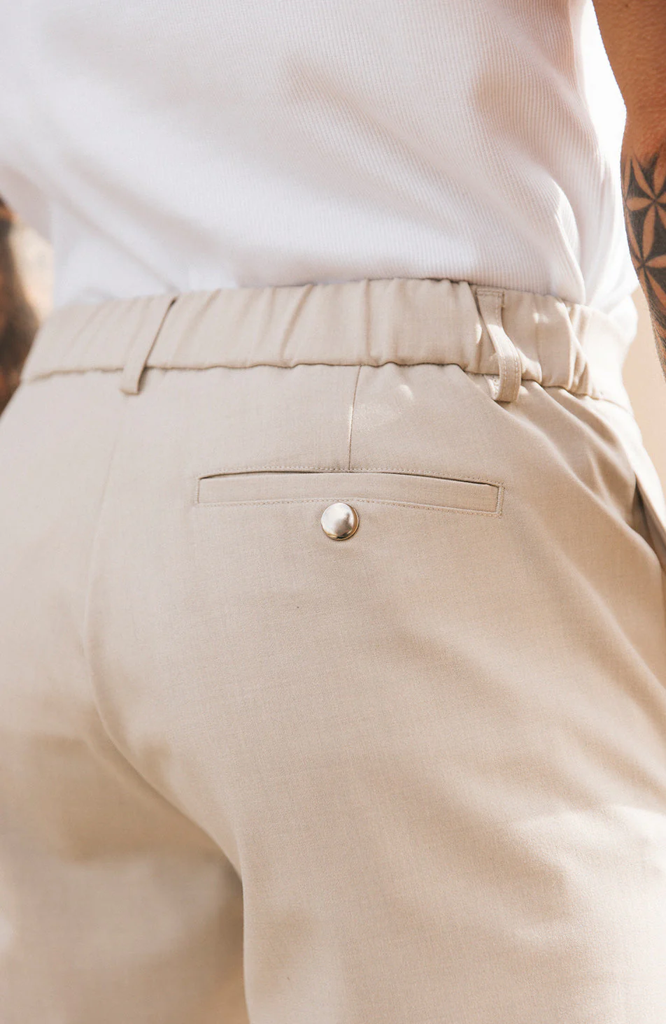 Aster Tailored Stretch Fit Short in Beige - Image 4