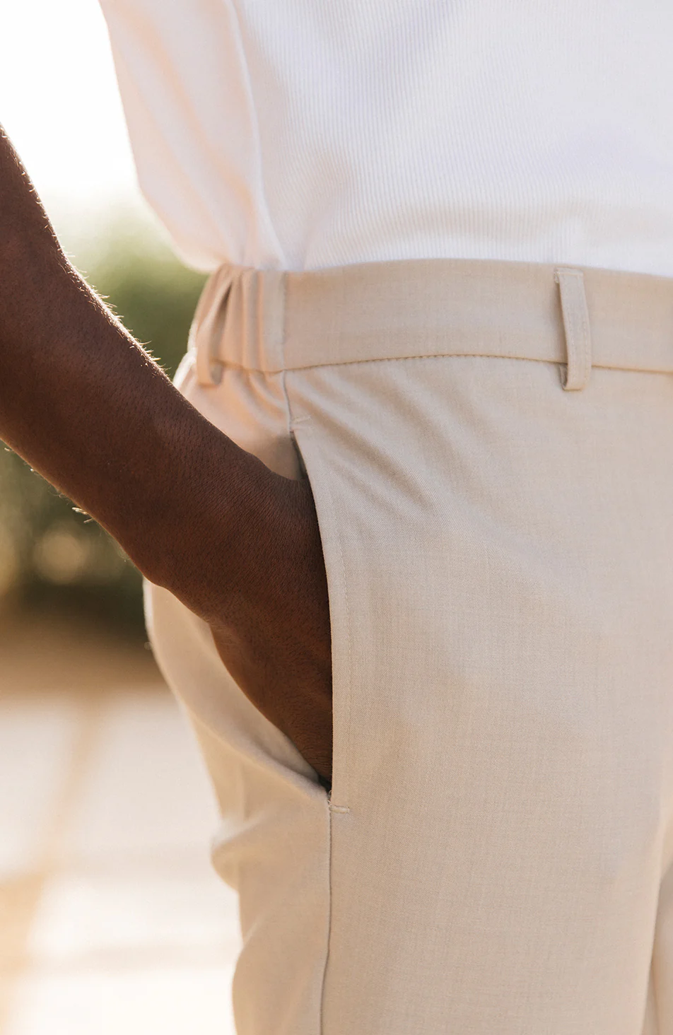 Aster Tailored Stretch Slim Leg Pants in Beige - Image 3