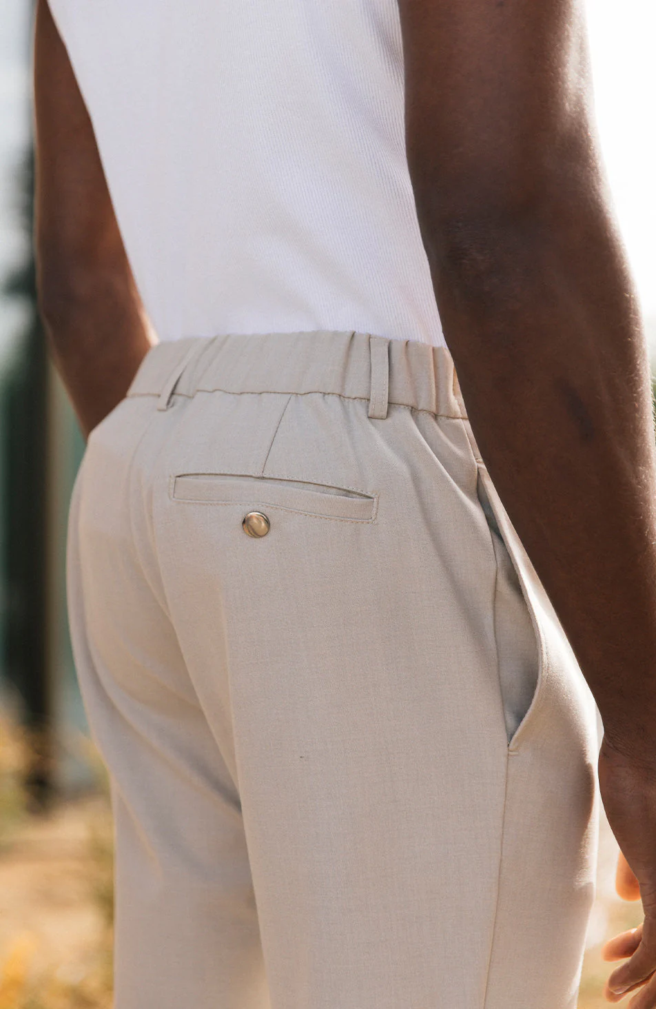 Aster Tailored Stretch Slim Leg Pants in Beige - Image 4