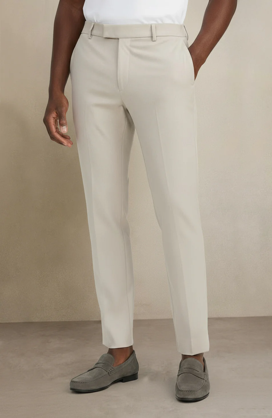 Aster Tailored Stretch Slim Leg Pants in Beige - Image 5