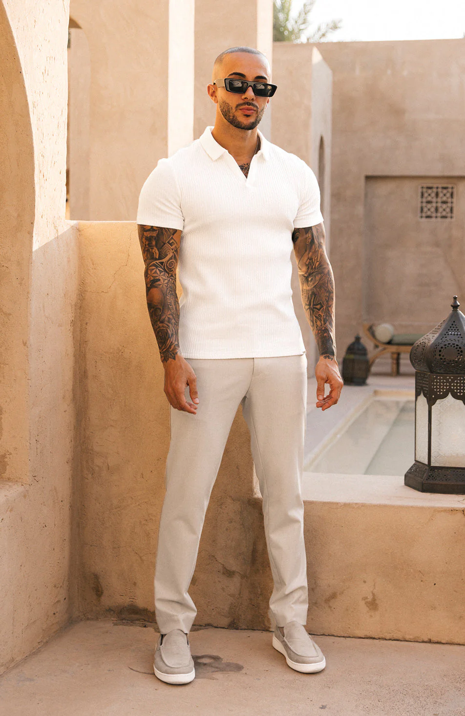 Aster Tailored Stretch Slim Leg Pants in Beige - Image 6