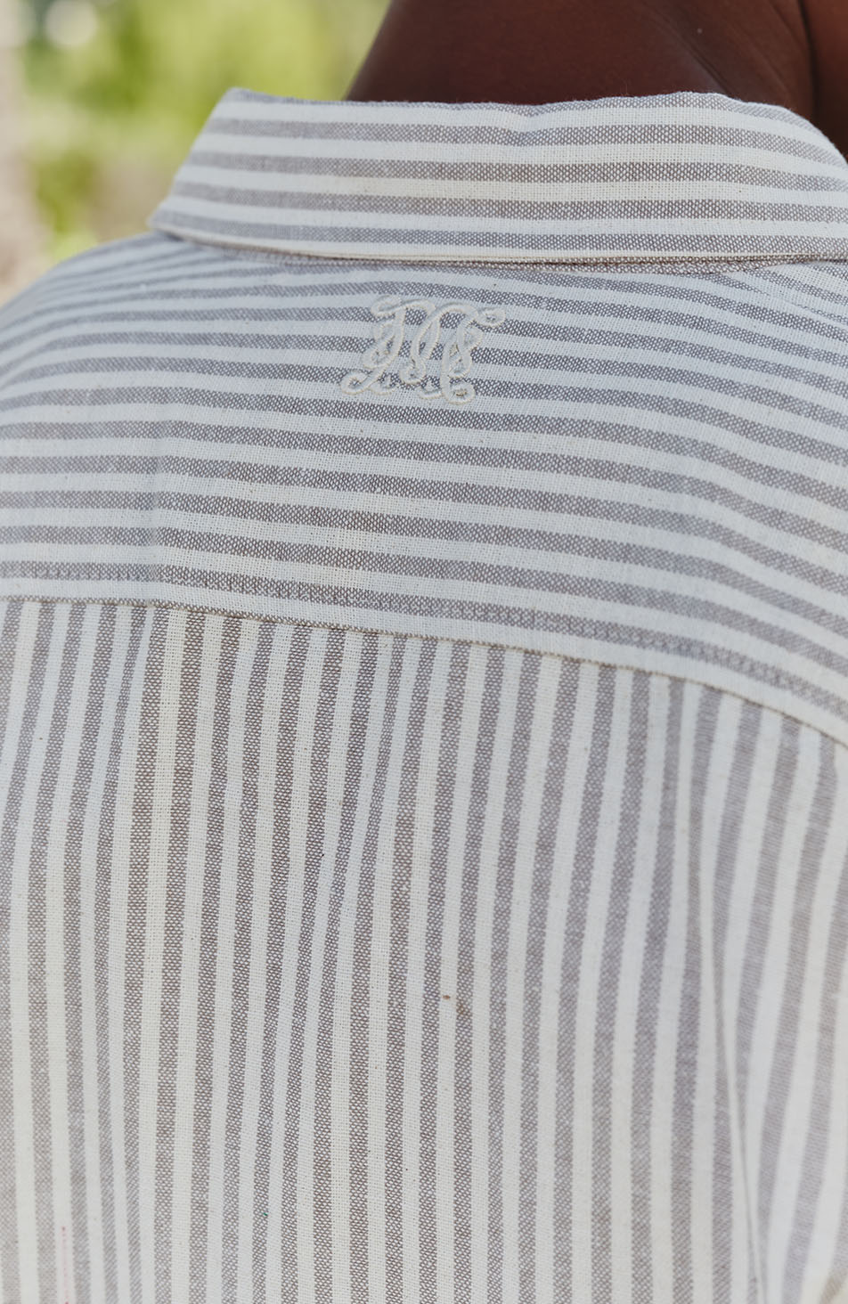 Balencio Embroidered Stripe Shirt in Beige and White - Image 4