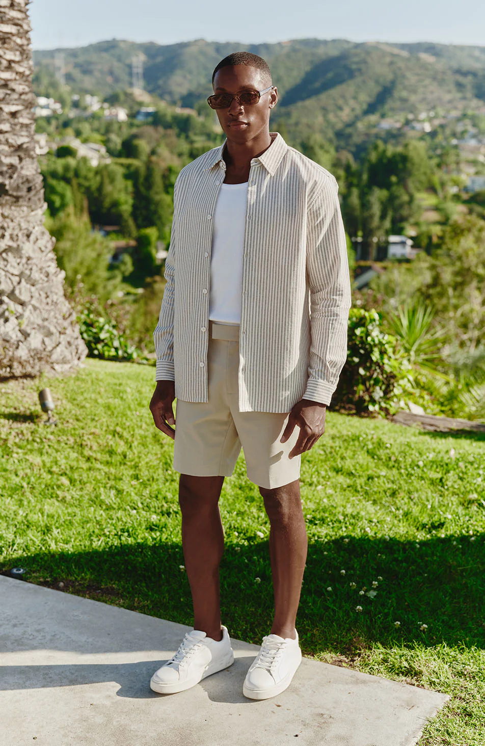 Balencio Embroidered Stripe Shirt in Beige and White - Image 5