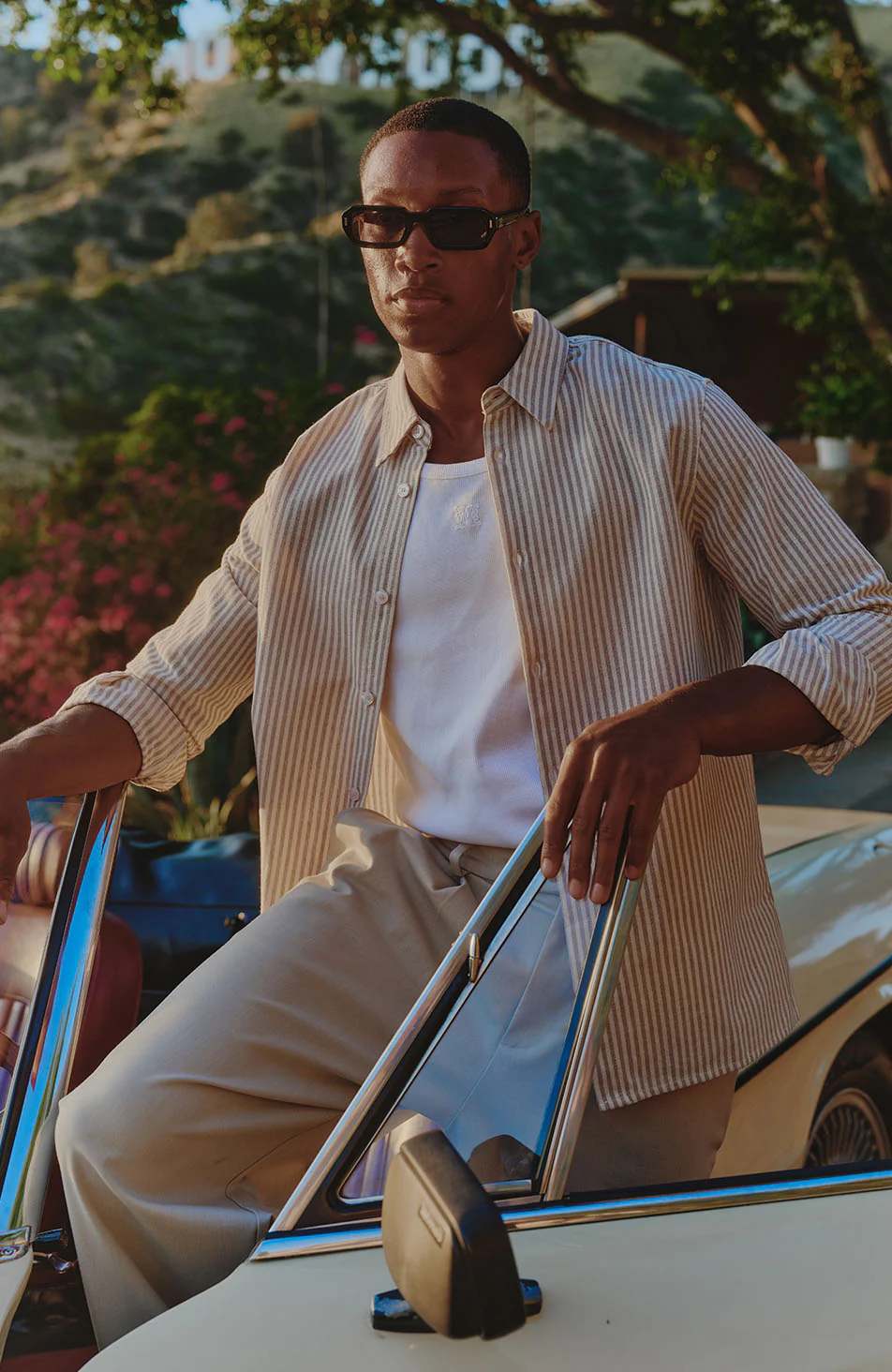 Balencio Embroidered Stripe Shirt in Beige and White - Image 7