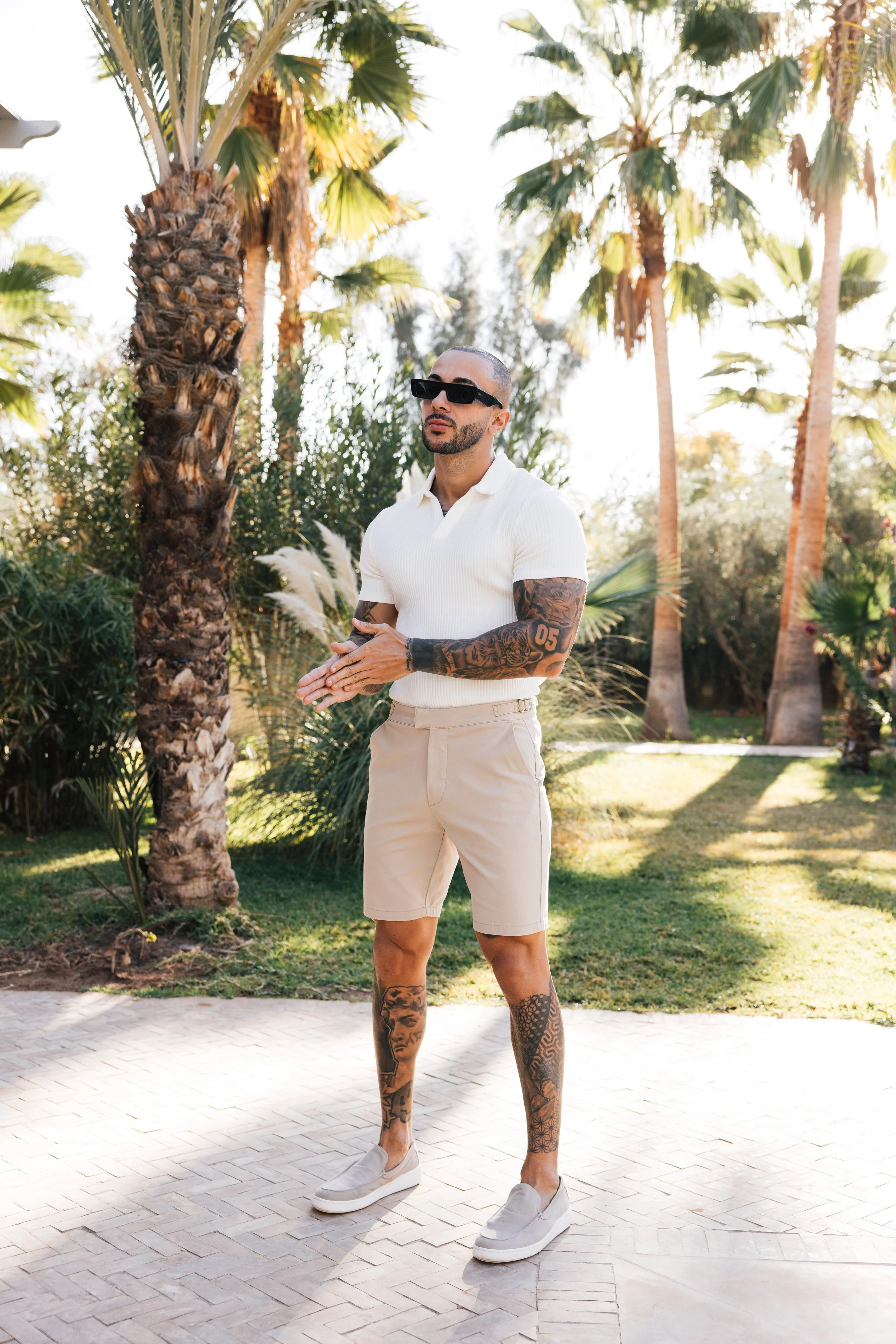 Beaufort Stretch Chino Shorts in Beige - Image 5
