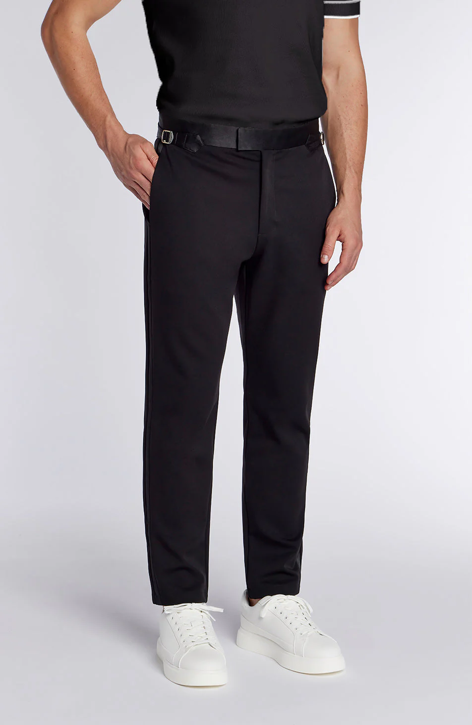 Blanton Slim Tux Chino pants in Black - Image 3