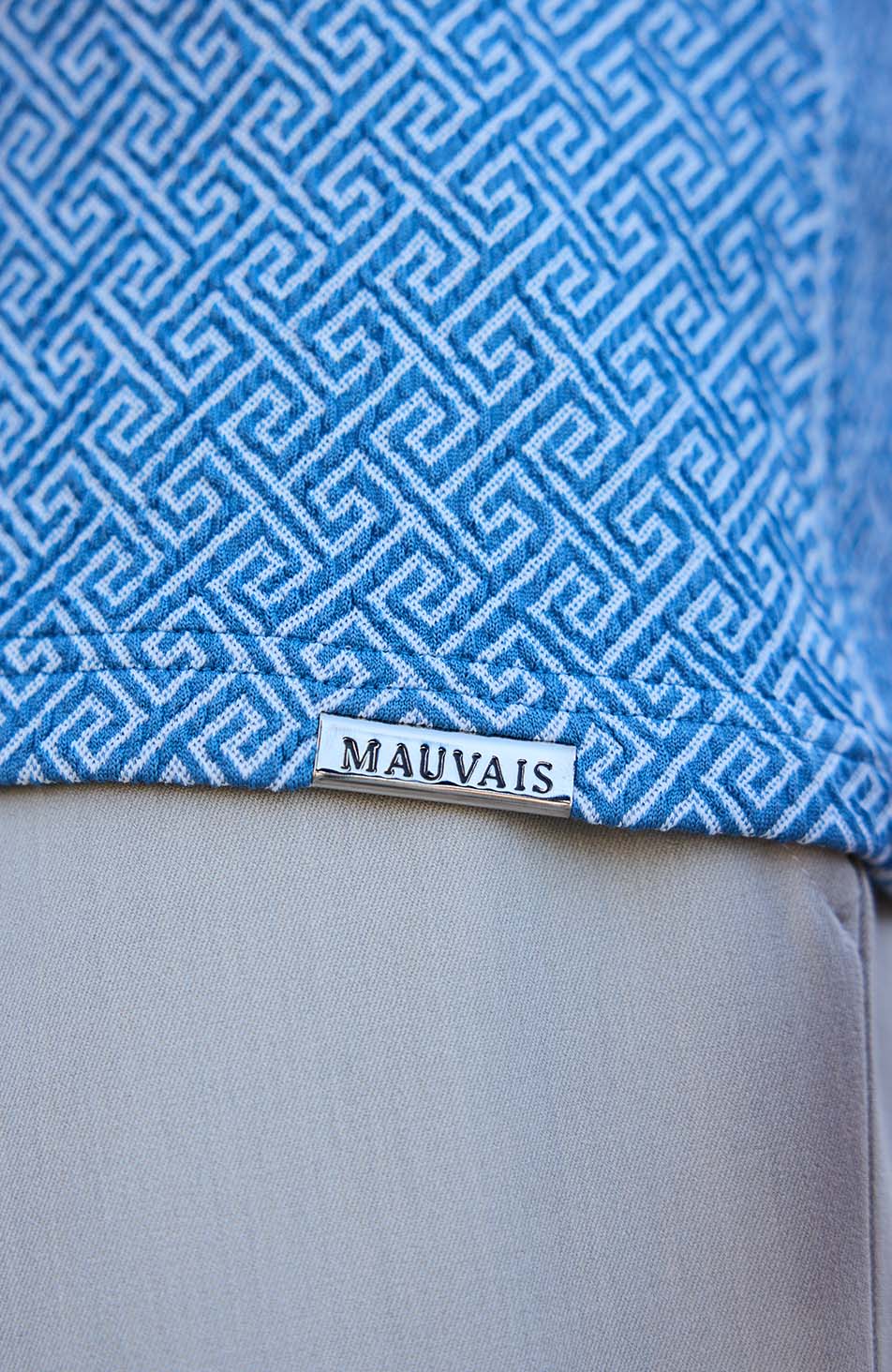 Calvi Swirl Geo Jacquard Slim Polo in Blue - Image 5