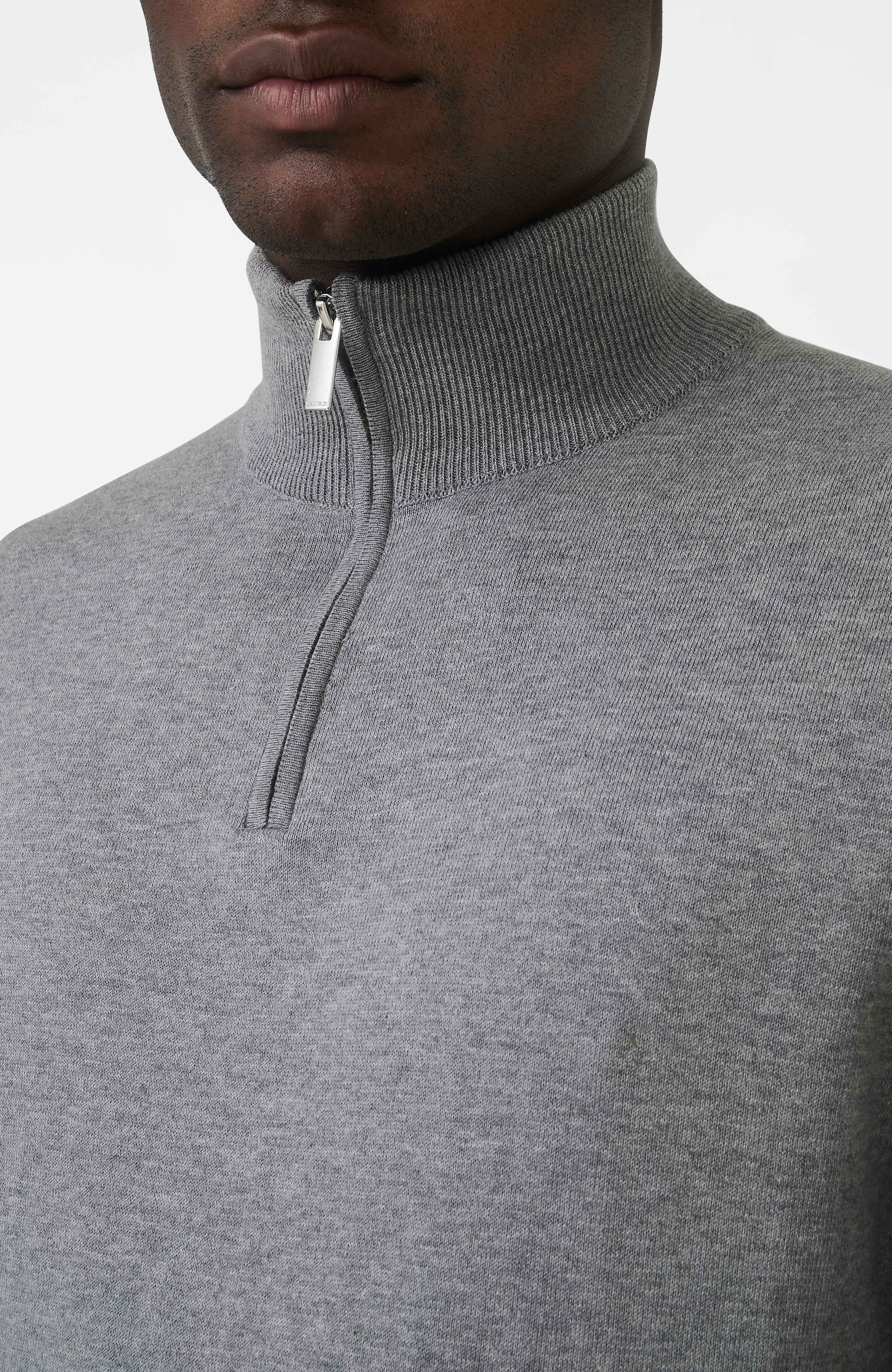 Canarsie Slim Knit Zip Jumper in Grey - Image 3