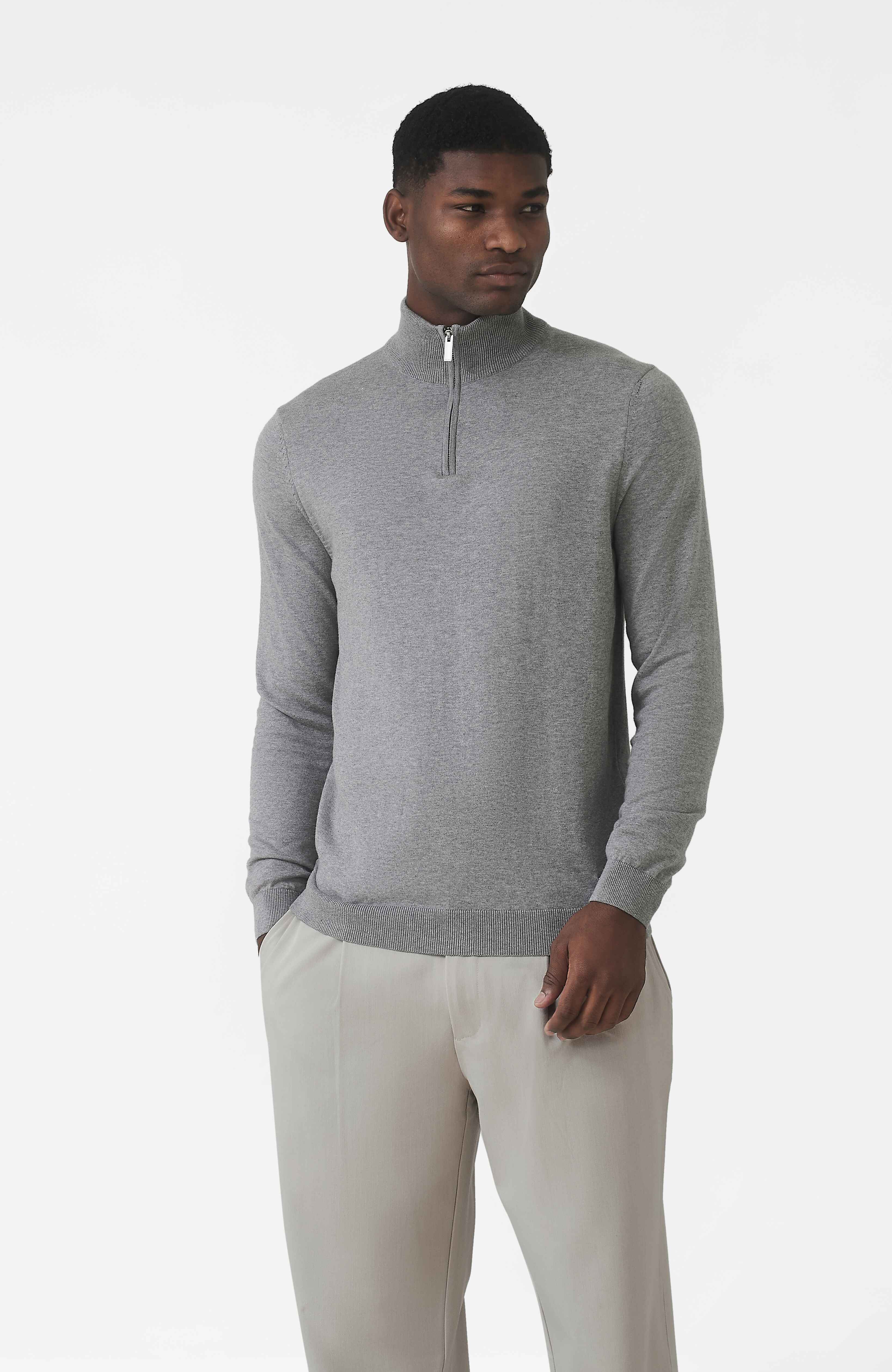 Canarsie Slim Knit Zip Jumper in Grey - Image 4