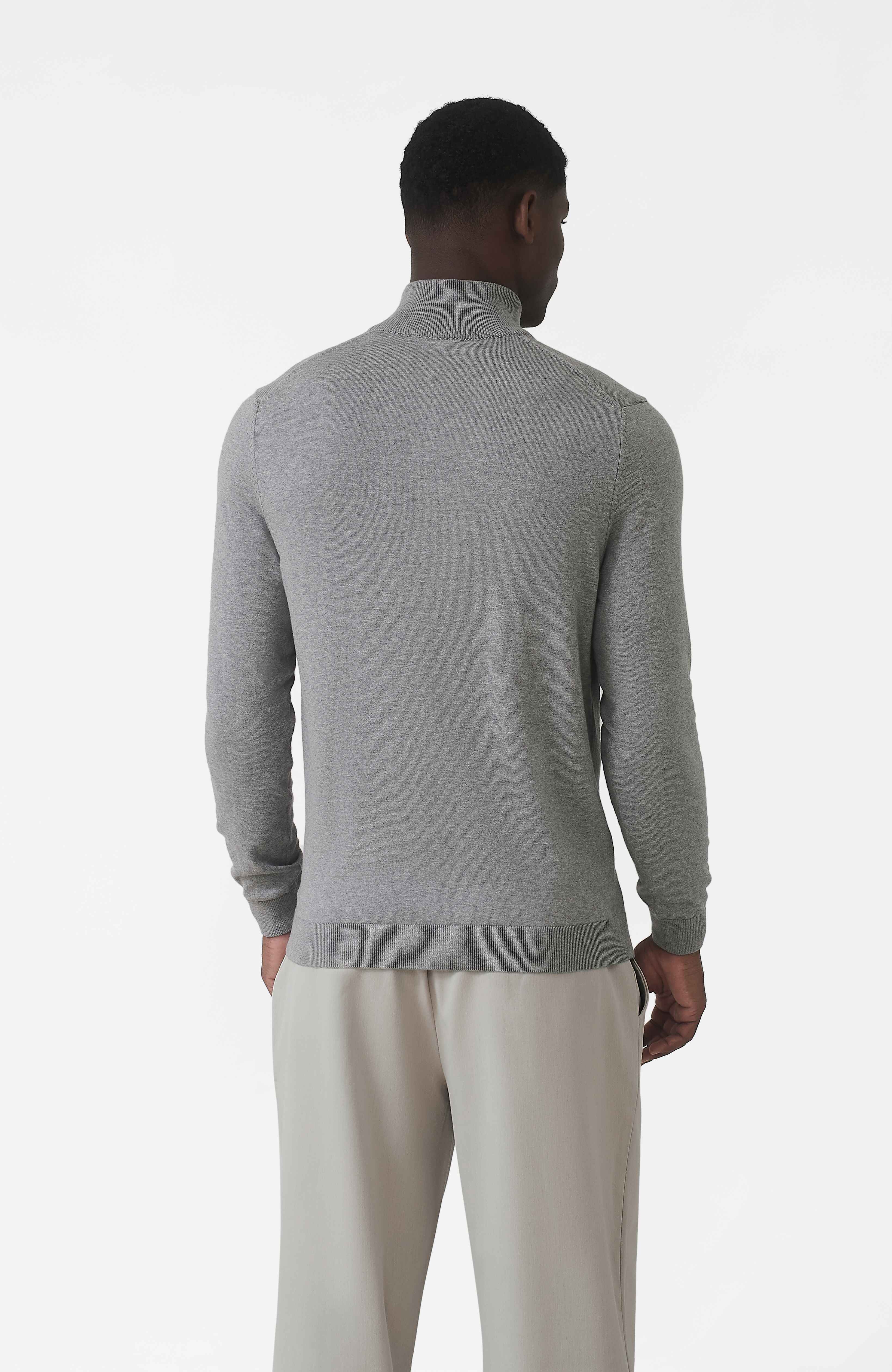 Canarsie Slim Knit Zip Jumper in Grey - Image 5