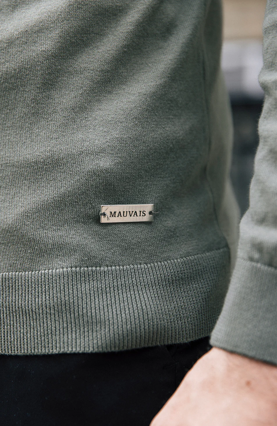 Canarsie Slim Knit Zip Jumper in Khaki - Image 6