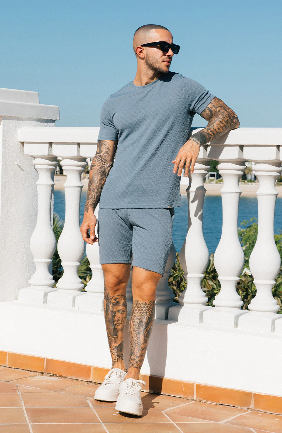Cannes Knit Shorts in Blue - Image 2