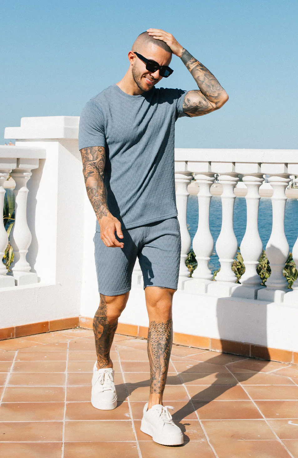 Cannes Knit Shorts in Blue - Image 3