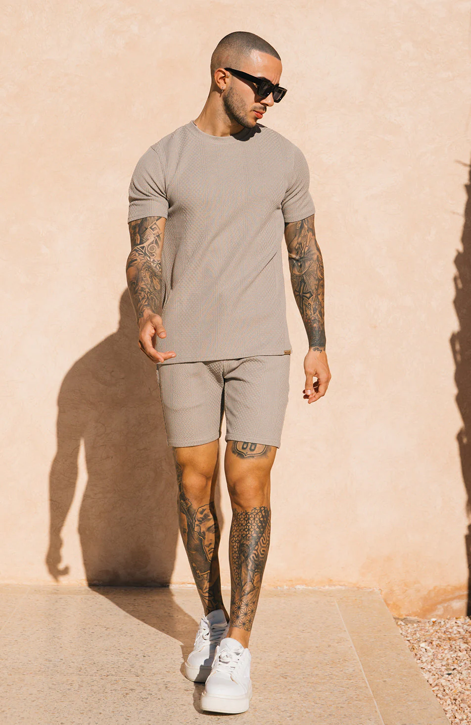 Cedro Knit Shorts in Taupe - Image 2