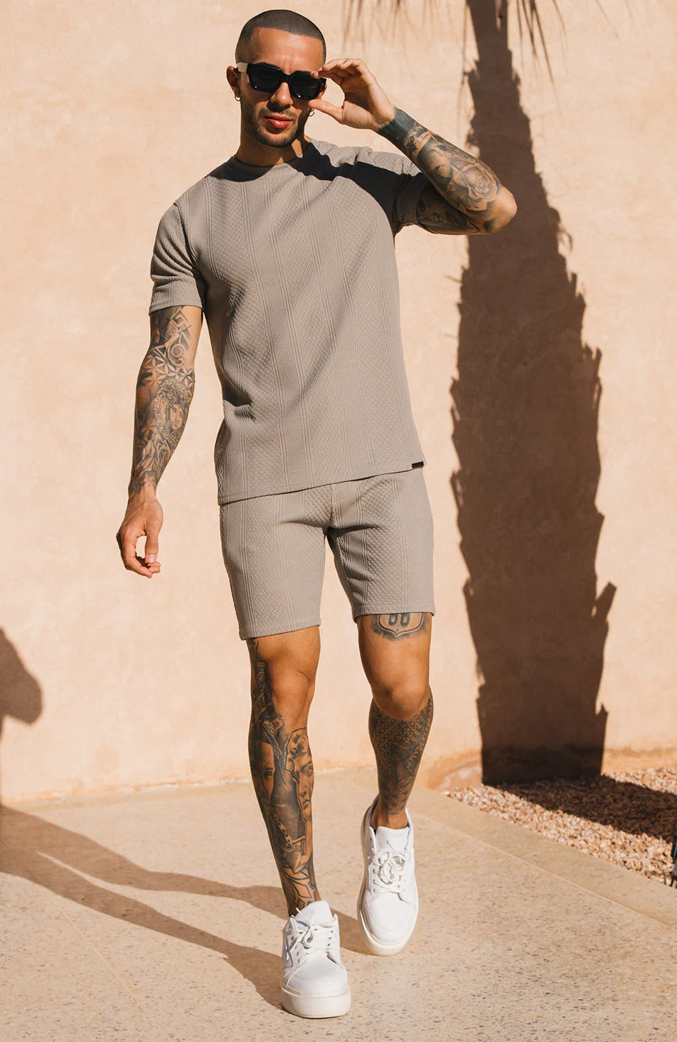 Cedro Knit Shorts in Taupe - Image 4