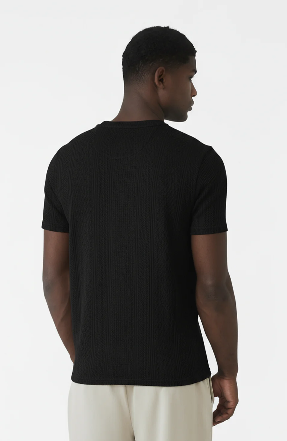 Cedro Slim Textured Tee in Black - Image 6