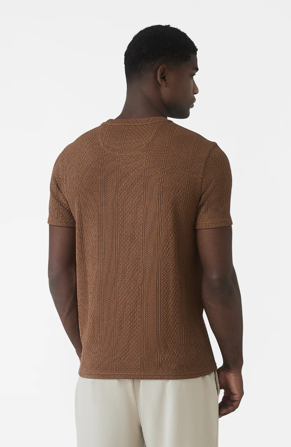 Cedro Slim Textured Tee in Caramel - Image 5