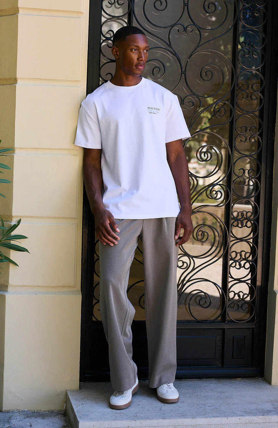 Como Relaxed Fit Pleated Tailored Pants in Taupe - Image 3
