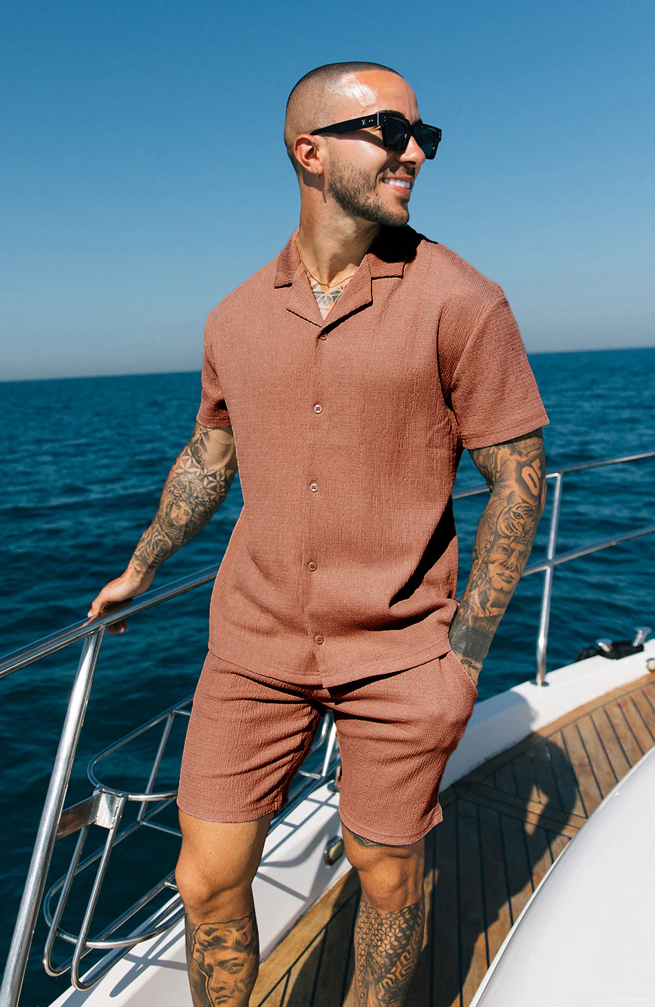 Eivissa Slim Stretch Shorts in Rust - Image 2