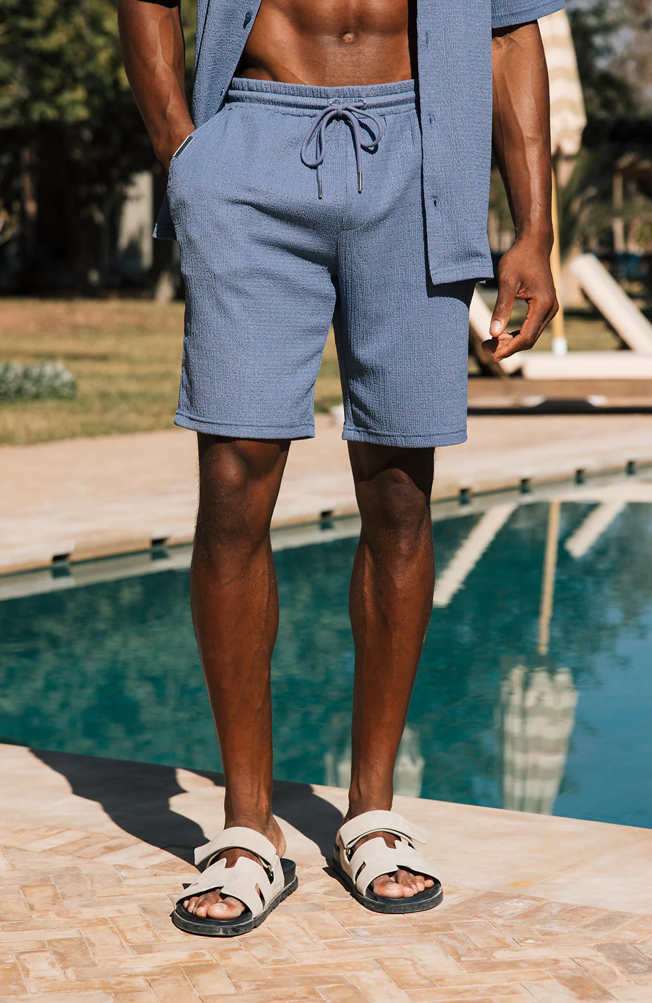 Eivissa Slim Stretch Shorts in Storm Blue