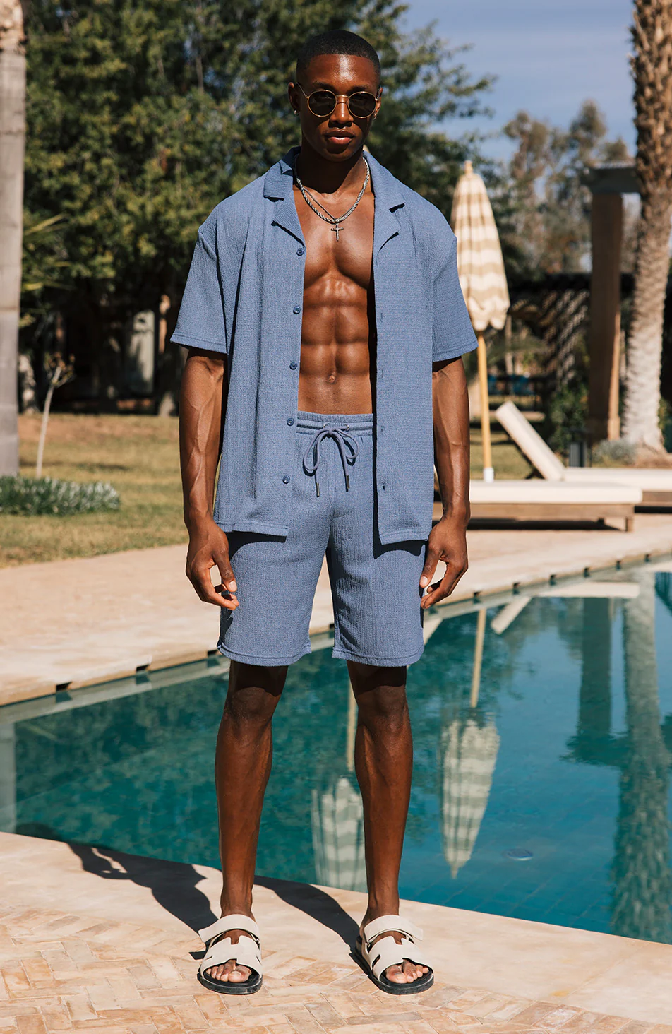 Eivissa Slim Stretch Shorts in Storm Blue - Image 2
