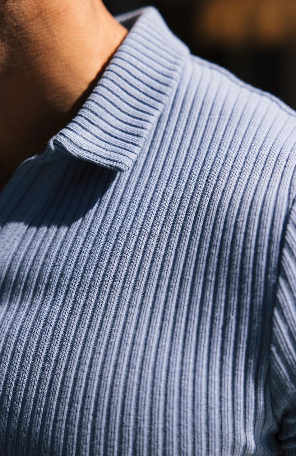 Elysee Slim Ribbed Revere Polo in Blue - Image 3