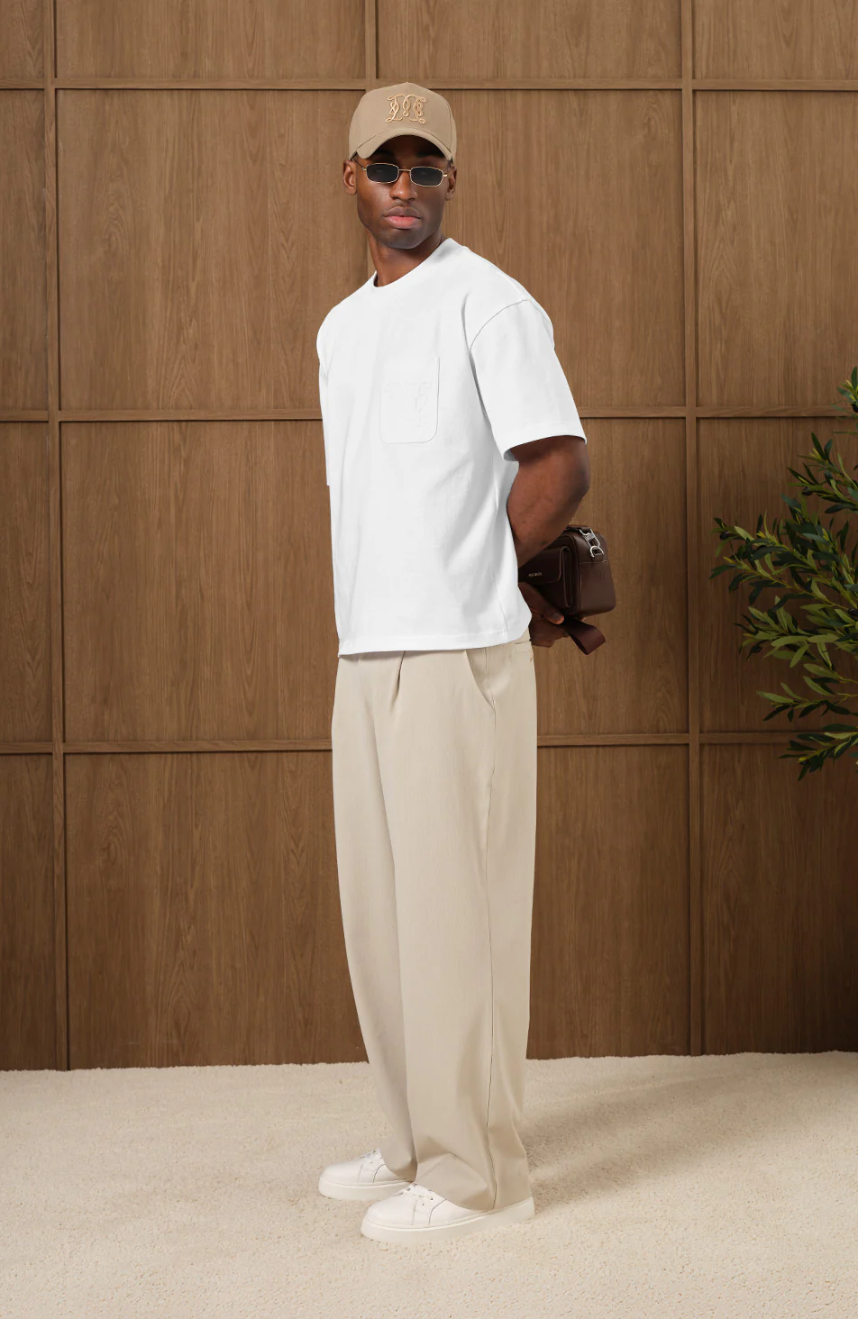 Embossed Monogram Pocket T-Shirt in White - Image 4