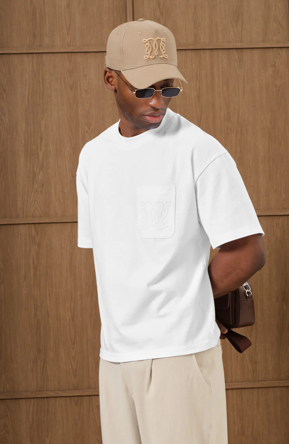 Embossed Monogram Pocket T-Shirt in White - Image 5
