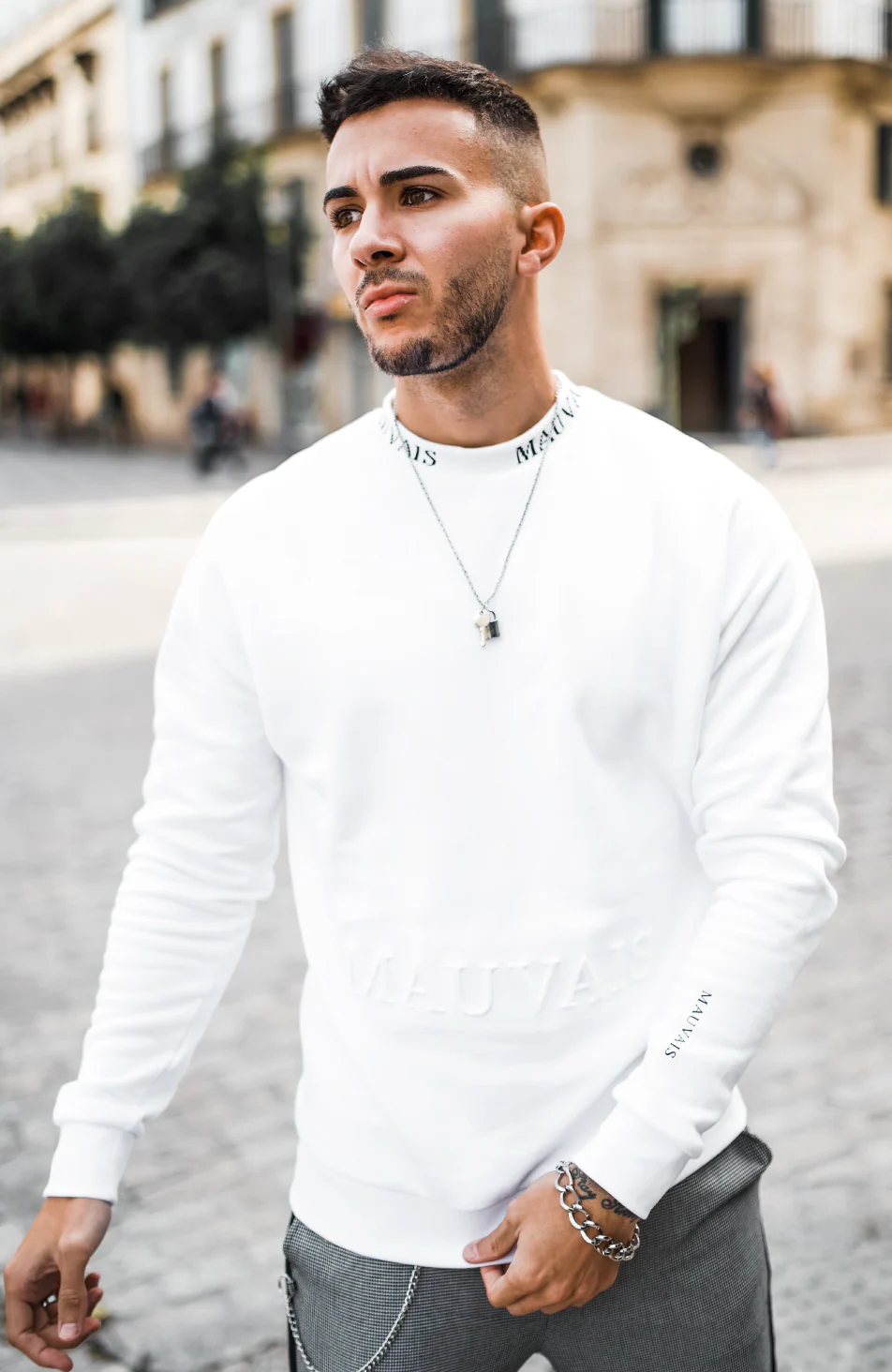 Embossed Sweatshirt in White - Image 2