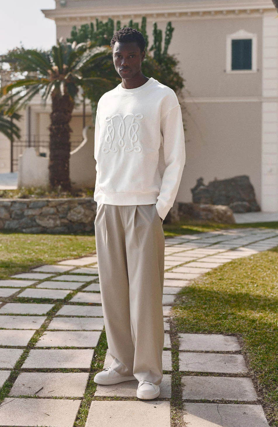 Embroidered Monogram Sweatshirt in White - Image 6
