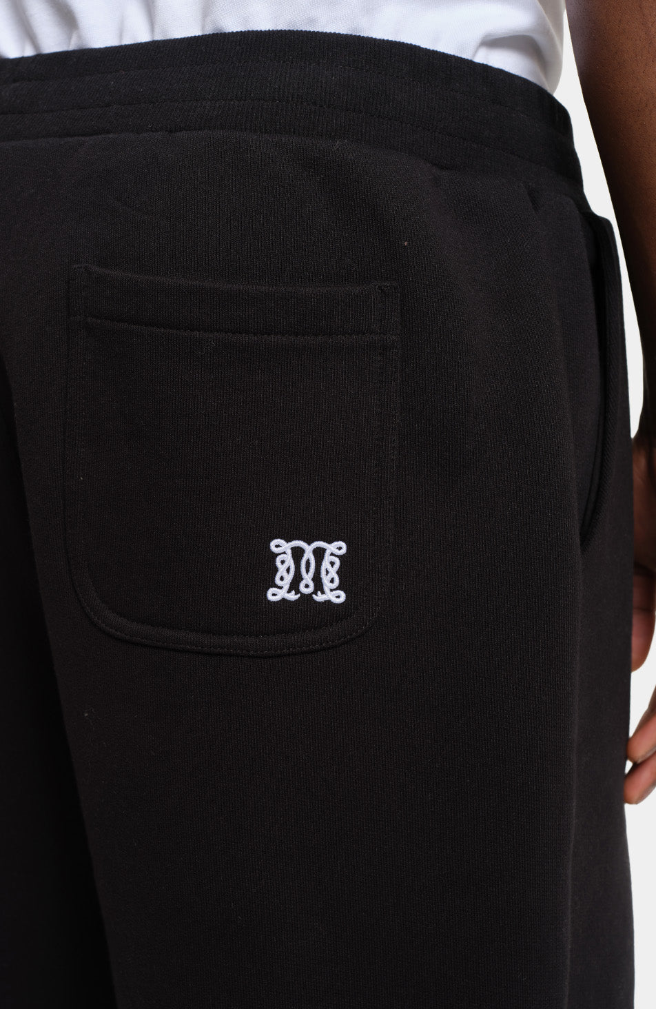 Embroidered Monogram Wide Leg Joggers in Black - Image 3