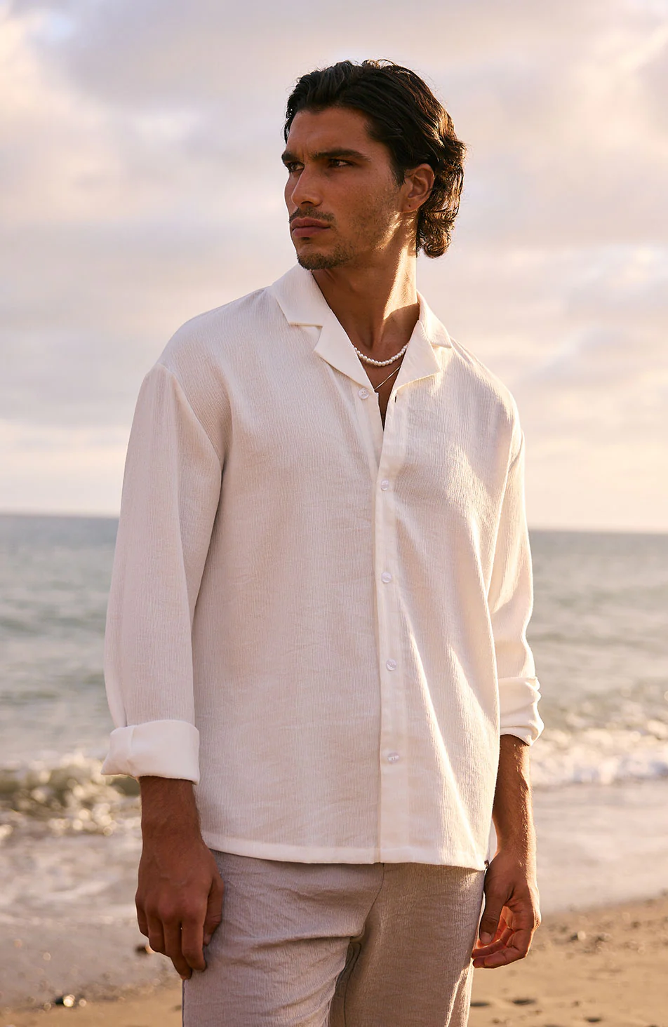 Fiorano Long Sleeve Relaxed Fit Shirt in White - Image 5
