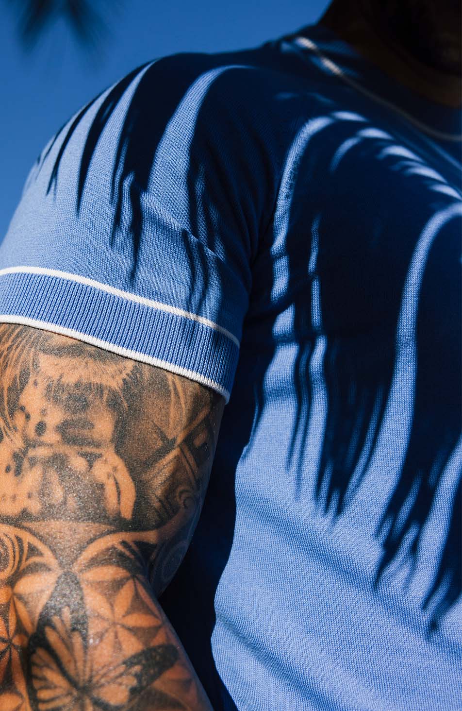 Franco Slim Knit Tee in Blue - Image 3