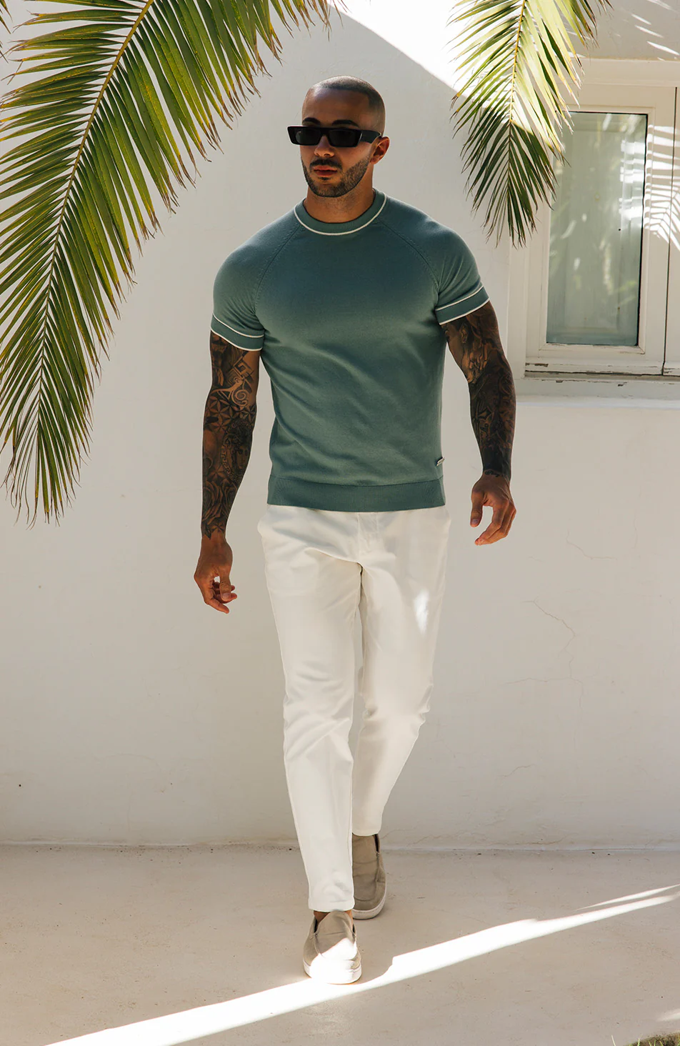 Franco Slim Knit Tee in Mint - Image 5