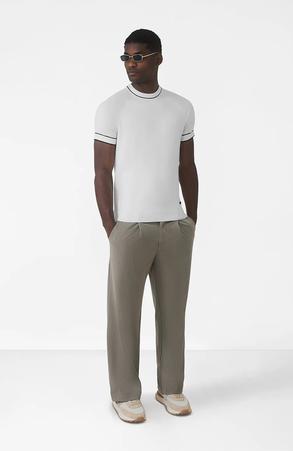 Franco Slim Knit Tee in White - Image 3