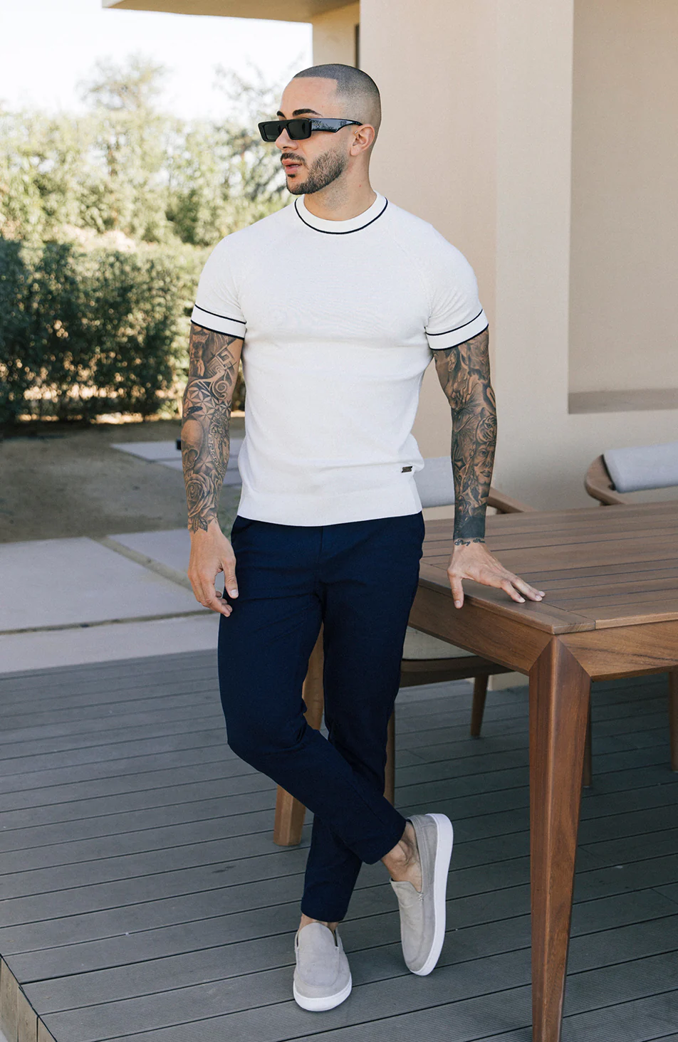 Franco Slim Knit Tee in White - Image 5