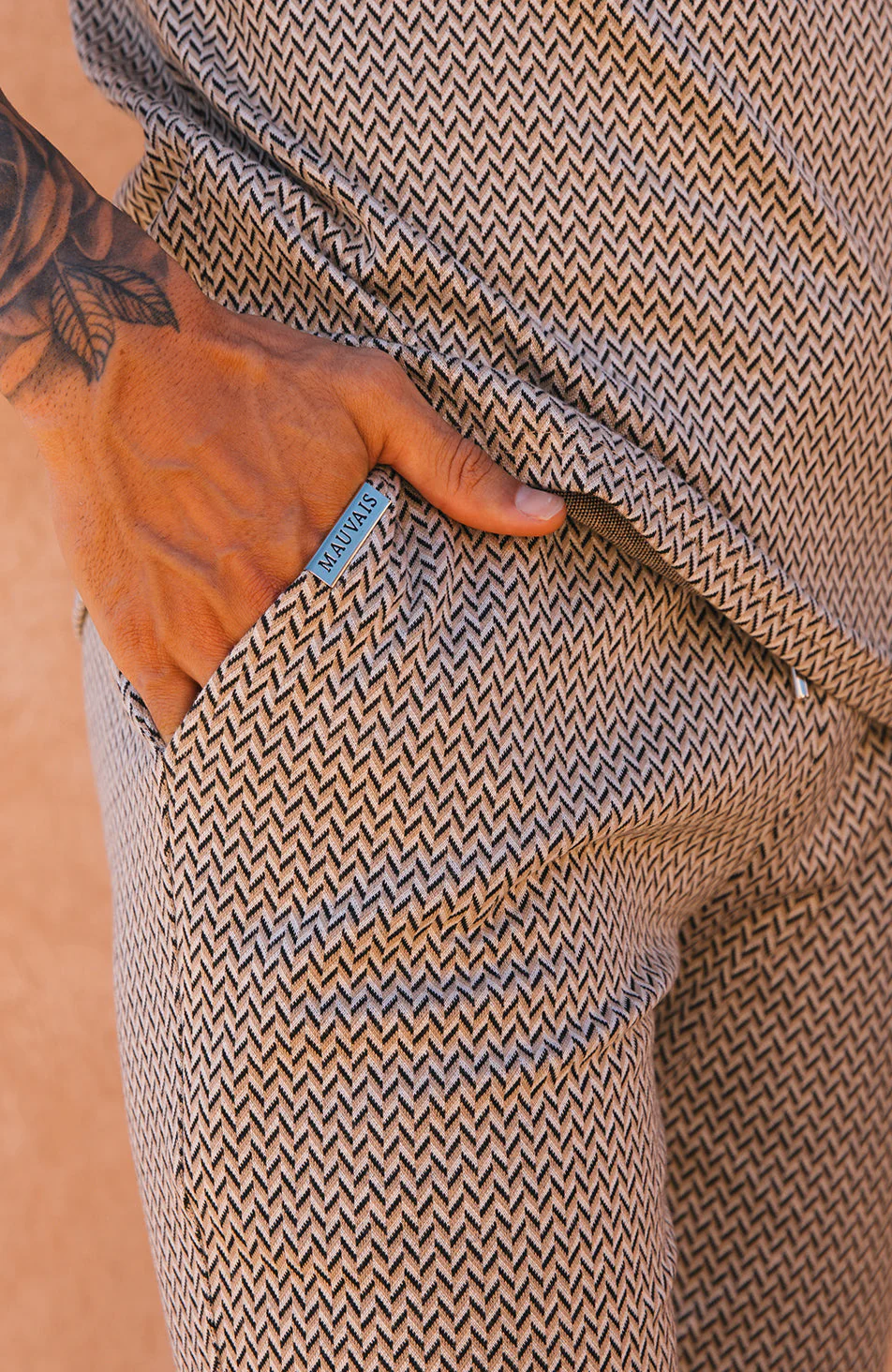 Geo Knit Shorts in Beige - Image 3