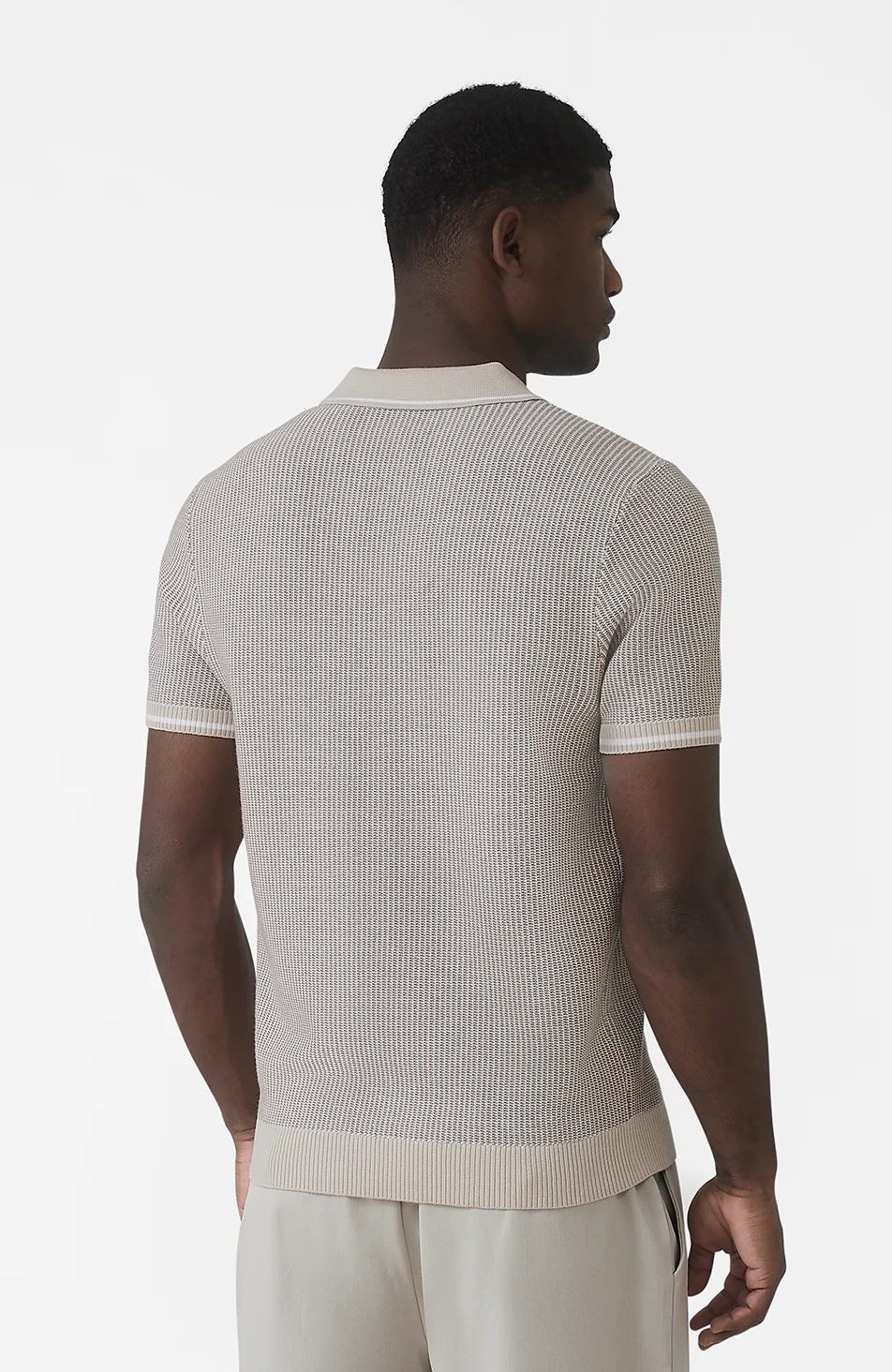 Giordini Tipped Birdseye Knit Polo in Beige - Image 8