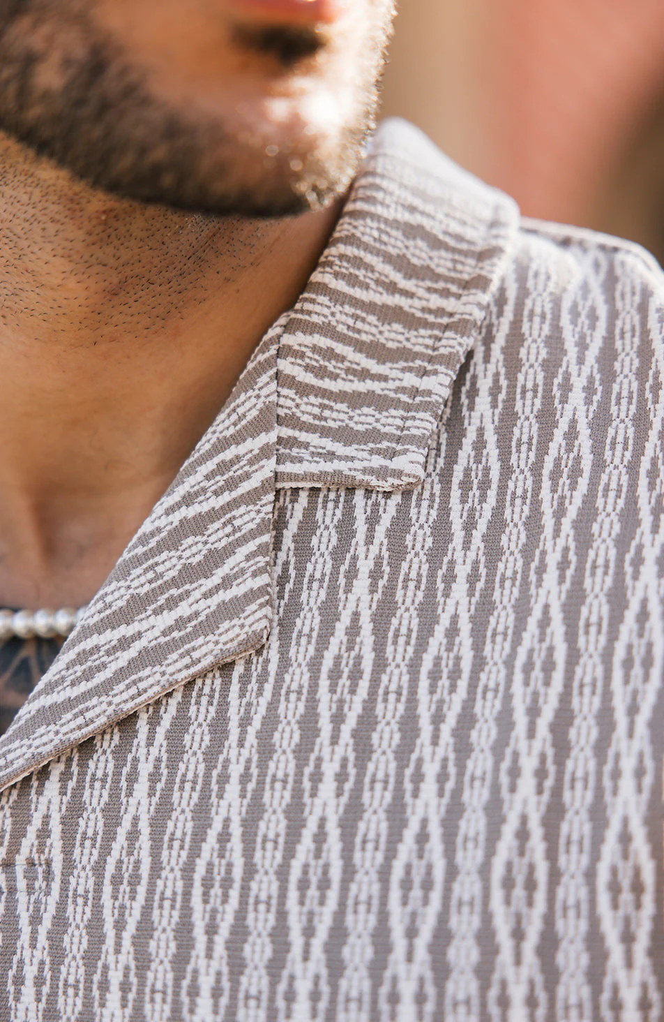 Joali Textured Slim Polo in Beige - Image 3