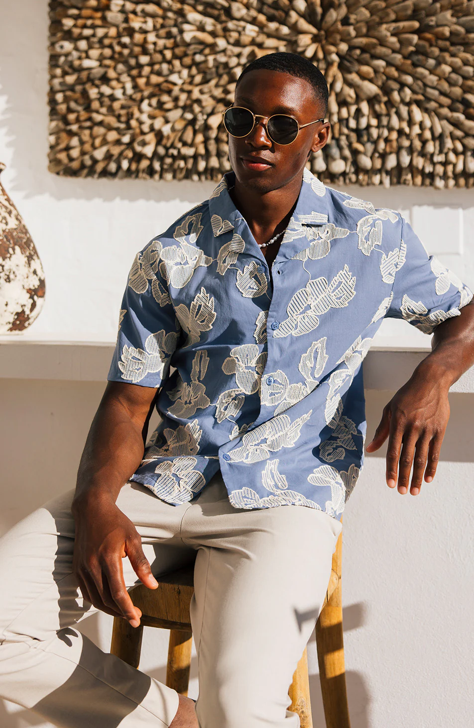 Kantun Luxury Embroidery Floral Shirt in Blue - Image 6