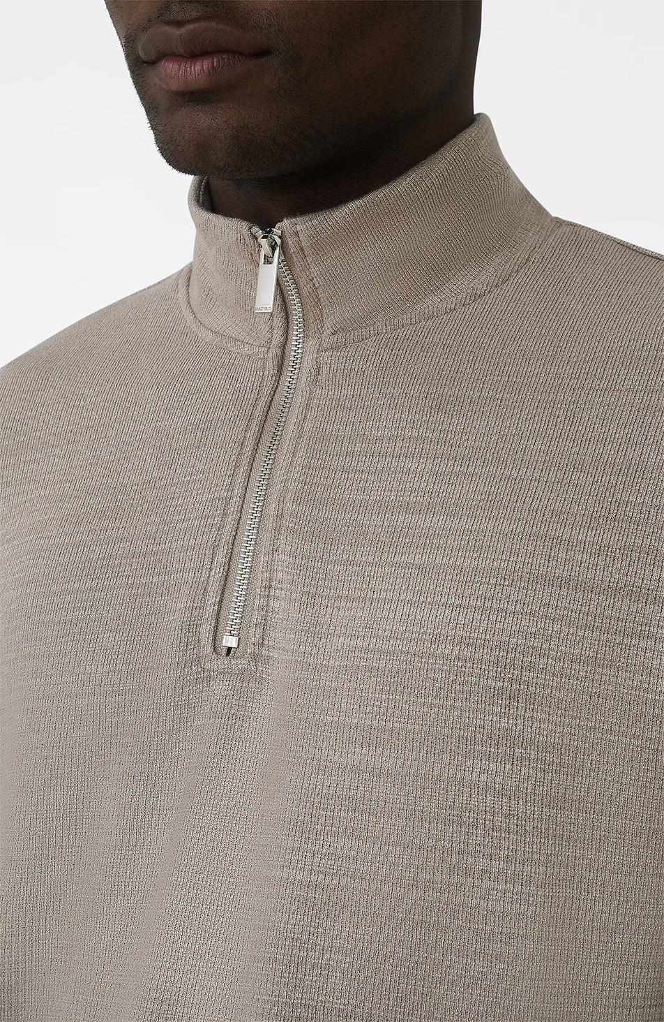 Leandre Regular Premium Textured Quarter Zip in Taupe - Image 3