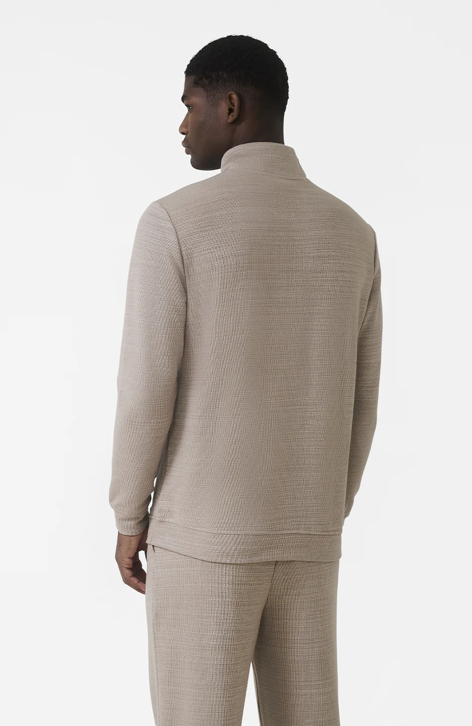 Leandre Regular Premium Textured Quarter Zip in Taupe - Image 5