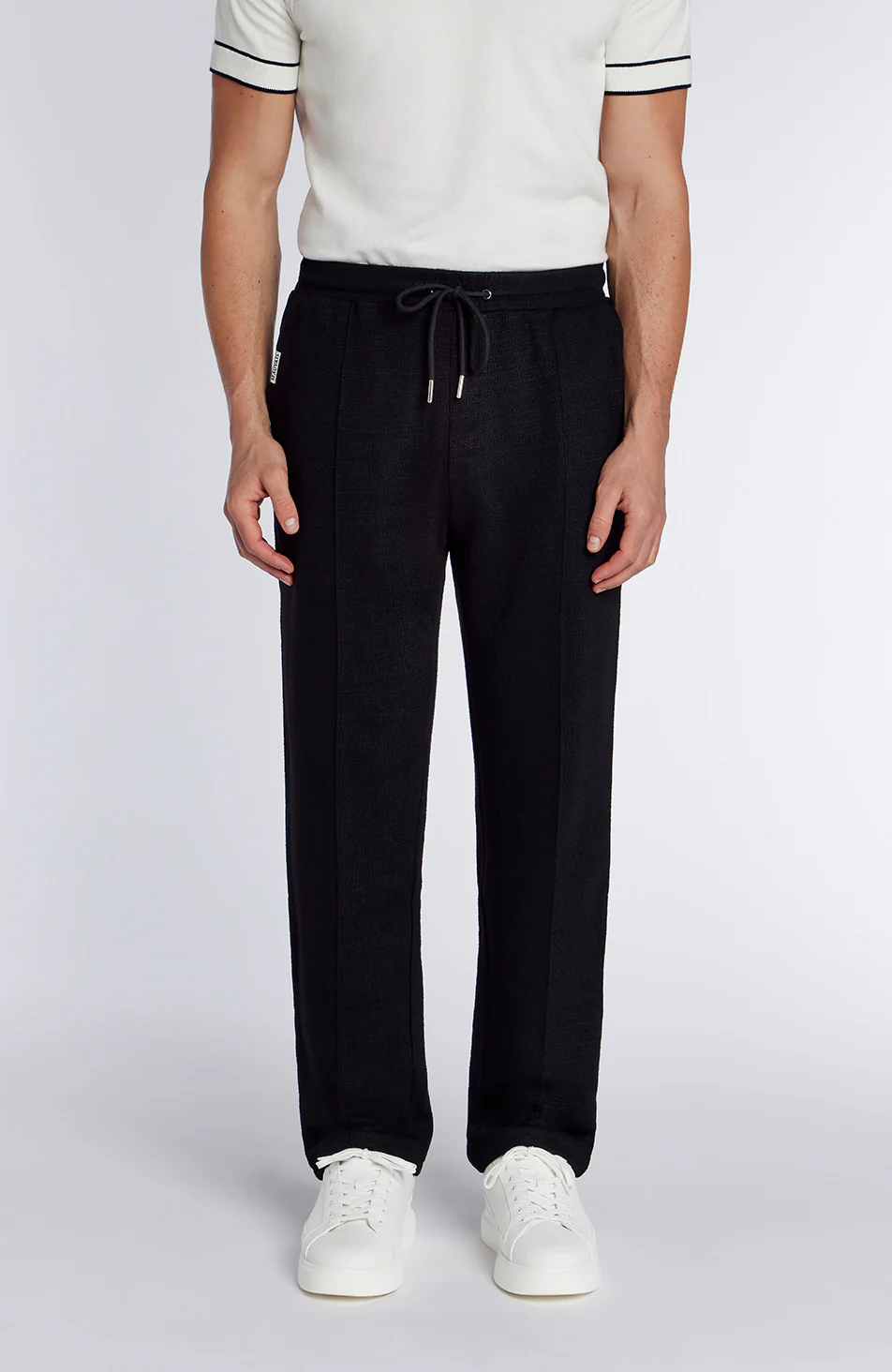 Leandre Straight Leg Premium Textured Jogger in Black - Image 2