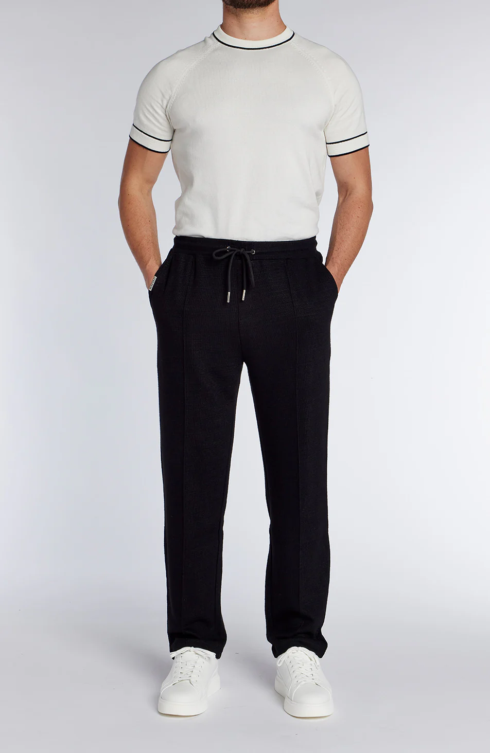 Leandre Straight Leg Premium Textured Jogger in Black - Image 3