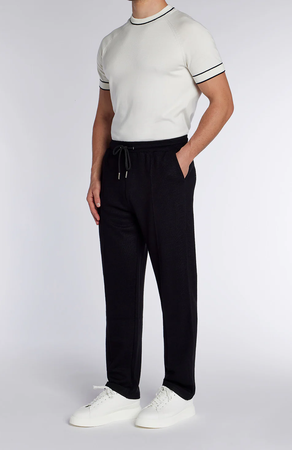 Leandre Straight Leg Premium Textured Jogger in Black - Image 5